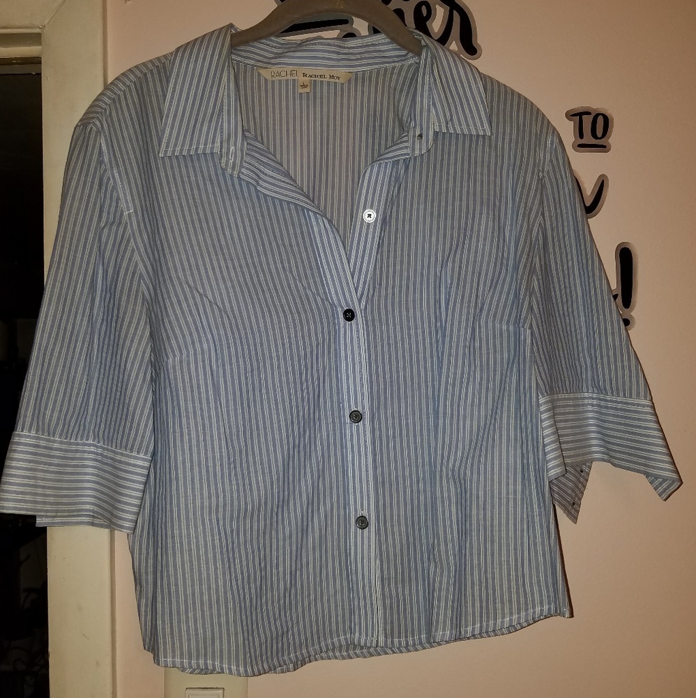 Cropped button down striped shirt
